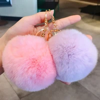 cute rabbit hair key chain fashion car keychains creative backpack keyring pendant 2021 most popular gift for children women
