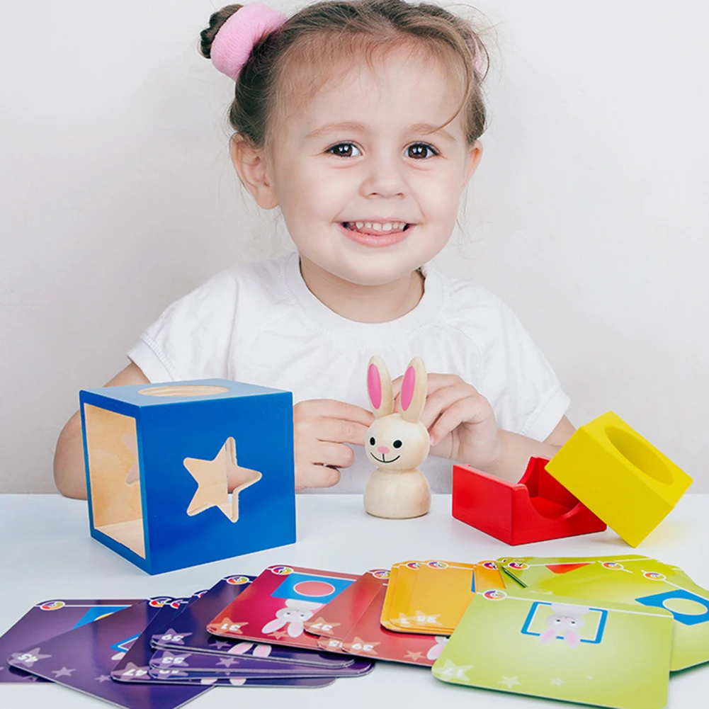 Детская креативная Магическая коробка игрушка с когнитивной картой Peekaboo кролик