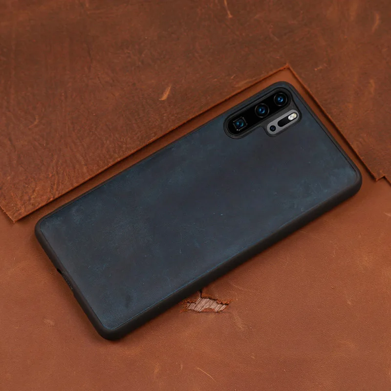 Blue Чехол для телефона из воловьей кожи для huawei P20 P30 lite mate 10 20 Pro Y9 P smart чехол Crazy Horse для Honor 8X9 10 20 lite чехол - Цвет: Blue