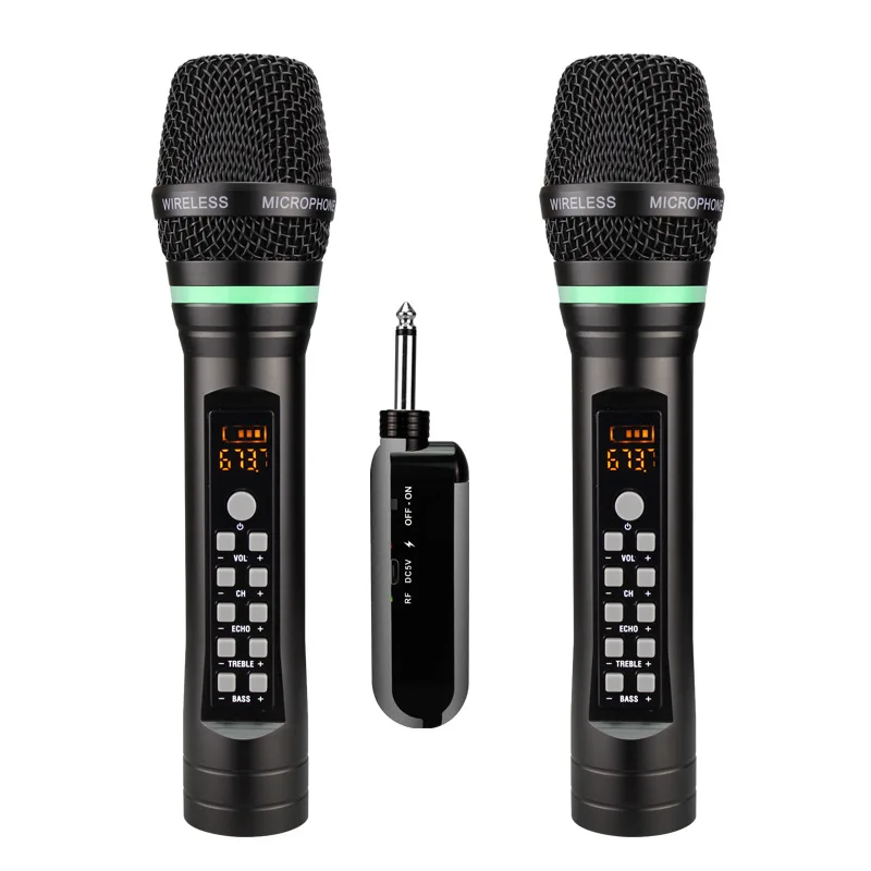 

2021 UHF Ручной беспроводной Bluetooth караоке микрофон микро эхо высокие басы Регулируемый канал домашние микрофоны с приемником