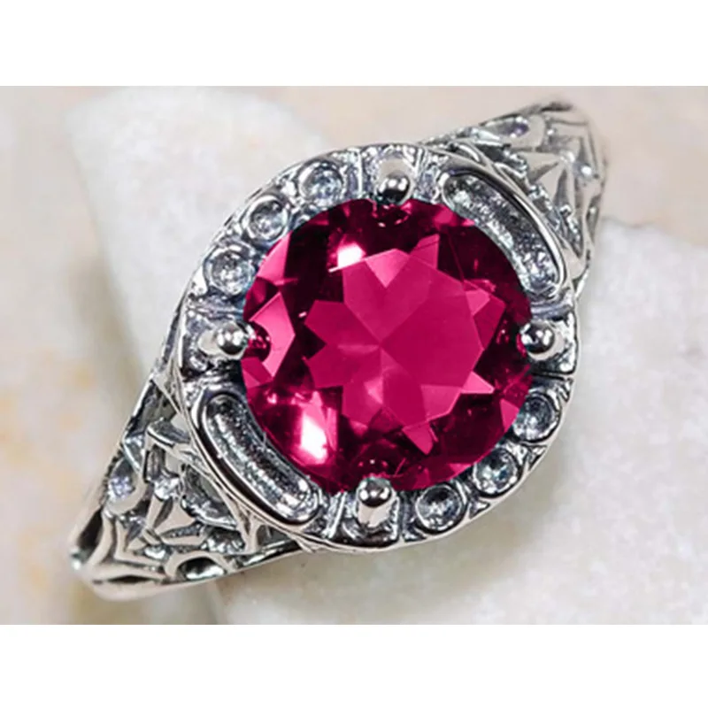 

Fashion Classic Round Retro Pass Flower Finger Rings Rings For Women Crystal Ring Fashion Jewelry