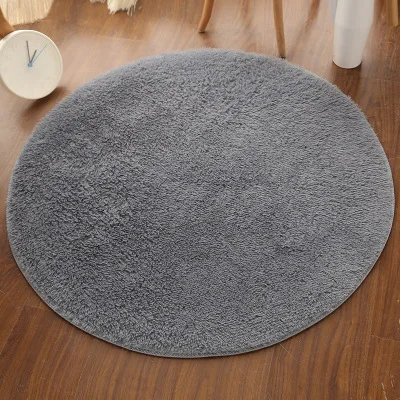 Silver grey Шелковый сарпет круглый коврик для гостиной, спальни, ковер Flaoor нескользящий компьютерная кровать, подушка для стула, коврик для йоги, шелковистое детское одеяло 40 см - Цвет: Silver grey