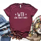 Женская футболка WTF с принтом семьи винного индейки, хлопковая хипстерская забавная футболка, подарок для леди, Yong Girl, 6 цветов, верхняя футболка