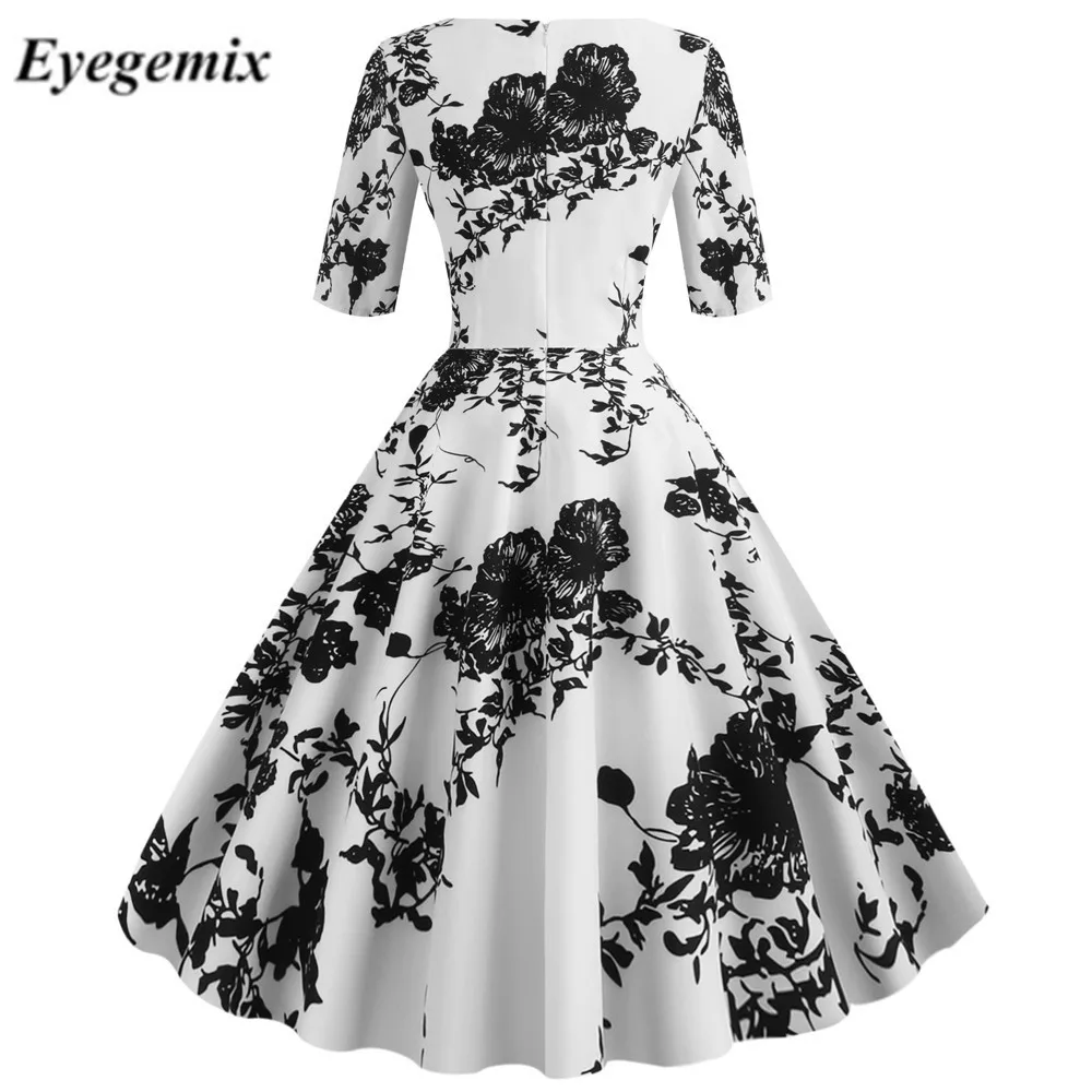 Женское винтажное платье с коротким рукавом цветочным принтом - купить по