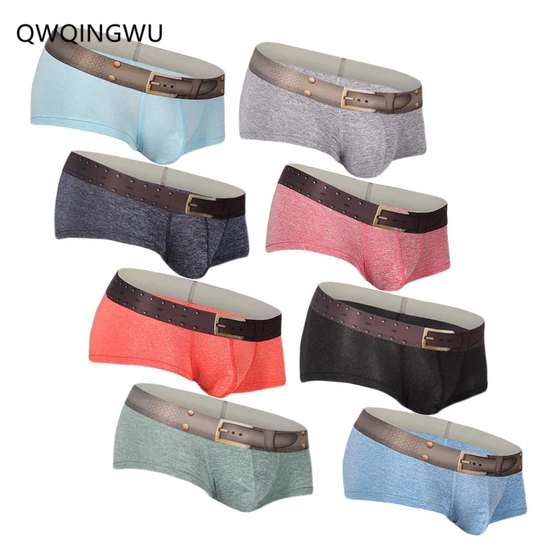 

8PCS/Lot Underwear Men Boxer Cotton Homme Men Gay Underpants Sexy Underwear Big Men Shorts Cueca Masculina Belt Print Boxers