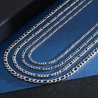3 12mm classic figaro chain necklace men stainless steel long necklace for men women chain jewelry