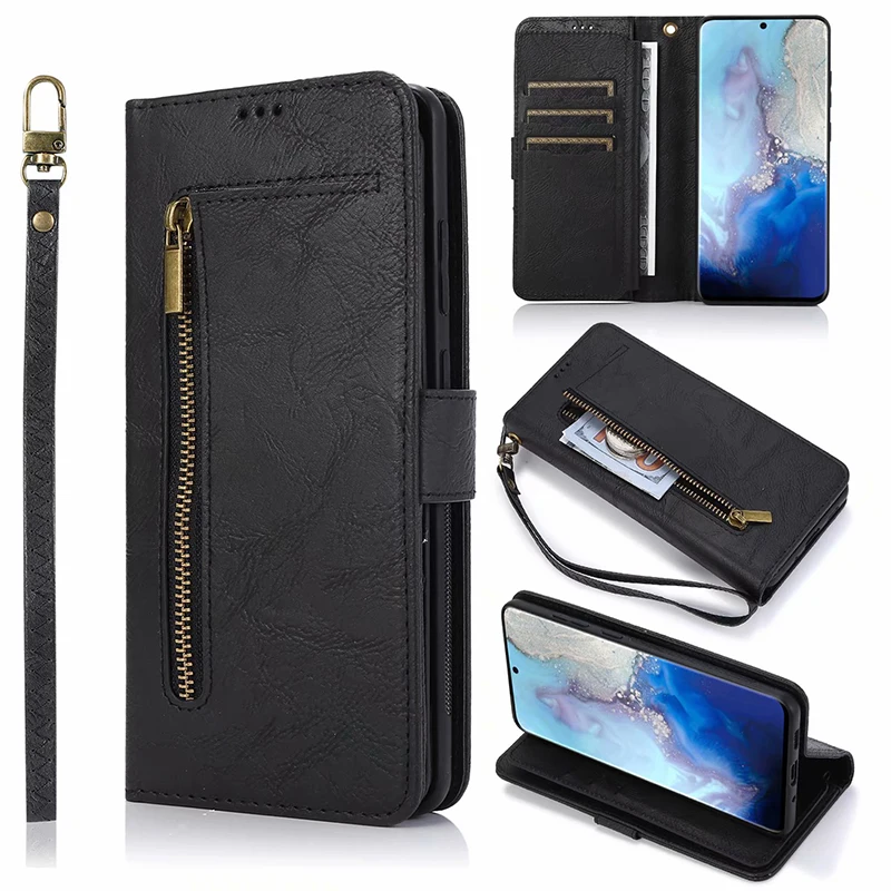 Съемный кожаный чехол бумажник на молнии для Samsung Note 10 + 9 8 A70 A50 A40 A30 A20 A10 A6 A7 S10 S8 S9 Plus