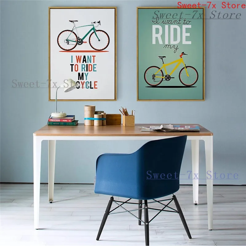 

Nordic Minimalist Creative Bike Canvas Painting Art Nordic Posters and Prints Wall Pictures for Living Room Decor Frameless