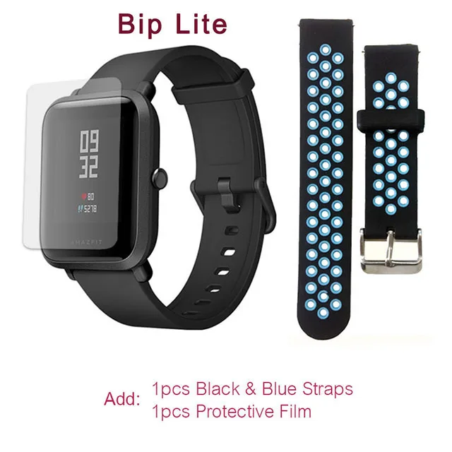 Black-blue film AMAZFIT BIP LITE глобальная версия Xiaomi Huami Смарт-часы 45 дней Срок службы батареи профессиональный водонепроницаемый Пульс Новое поступление - Цвет: Black-blue film