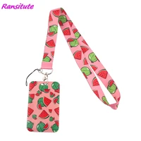 ransitute r1534 fruit sweet watermelon lanyard id holder car keychain id card pass gym phone badge kids key ring holder jewelry