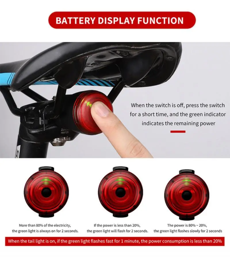 

Bike Smart Brake Taillight Cycling Bicycle Usb Induction MTB Warning Light Outdoor Riding Equipment Bike Accessories
