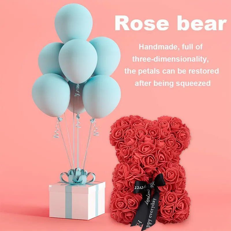 

25cm/40cm Teddy Rose Bear Valentines Day Gift Artificial Flower Bear Rose Birthday Gift for Girlfriend Wedding Decor Women Gifts