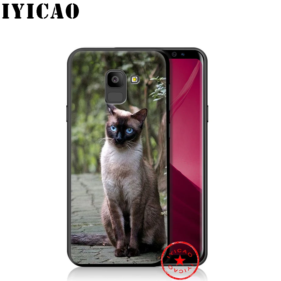 IYICAO милый мягкий чехол для телефона с сиамским котом Samsung Galaxy A9 A8 A7 J6 A6 Plus 2018 A5 A3 2016
