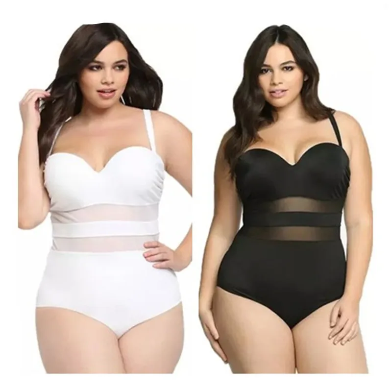 

Sexy Yarn Stitching Steel Plate Gathered Woman Plus-sized Slimming Hot Spring One-Piece Swimming Suit Large Sizes for Women