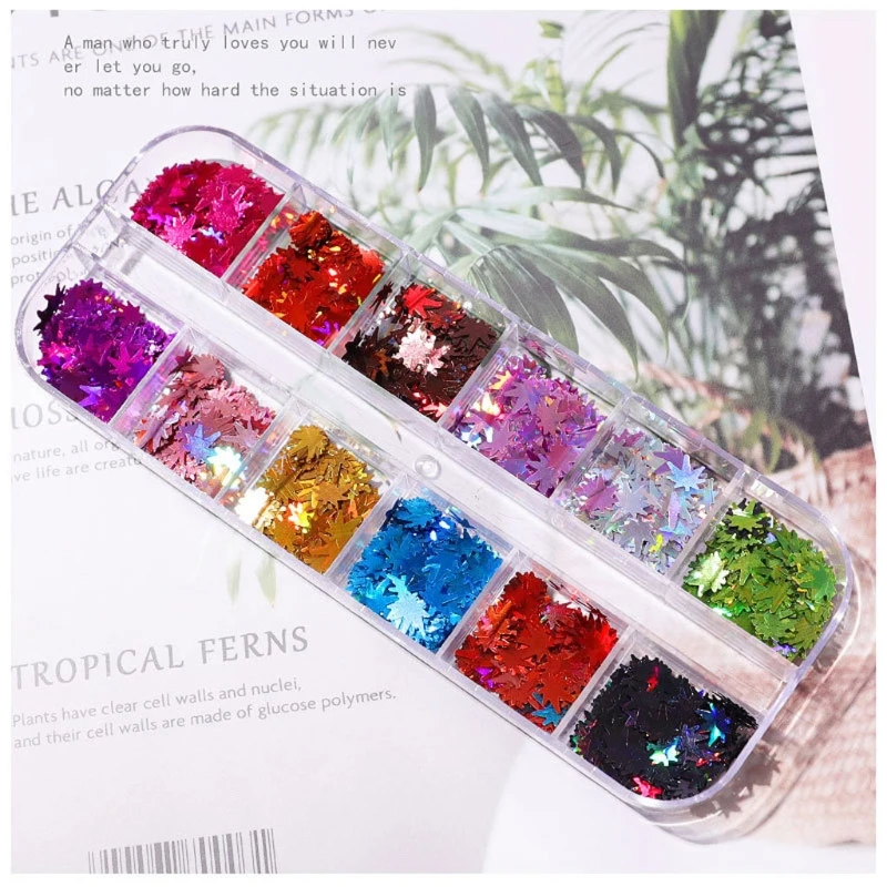 

P15F Epoxy Resin Maple Glitter Fall Leaf Holographic Autumn Nail Art Chunky Glitter Leaves Resin Fillings Sequins Art Crafts