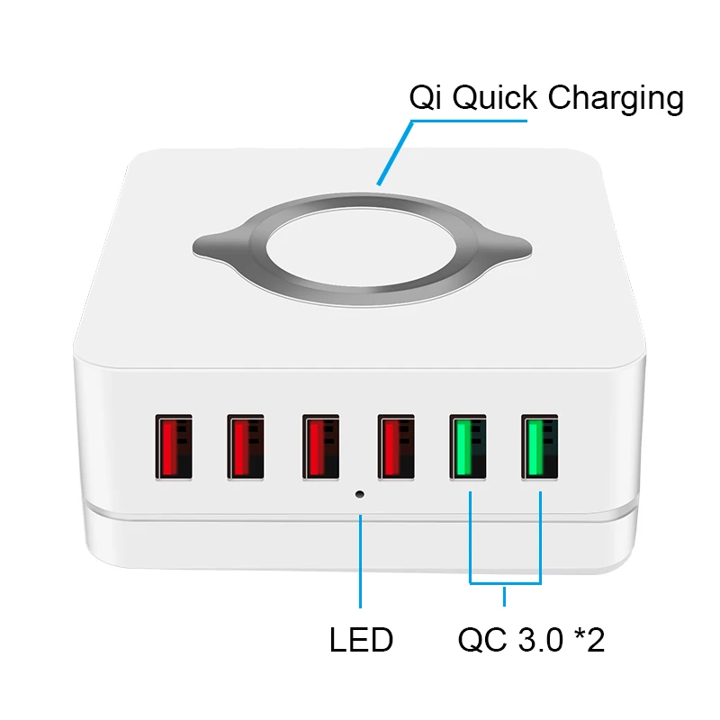 72 Вт 6 Порты и разъёмы s Quick Charge 3 0 usb портами светодиодным индикатором Зарядное