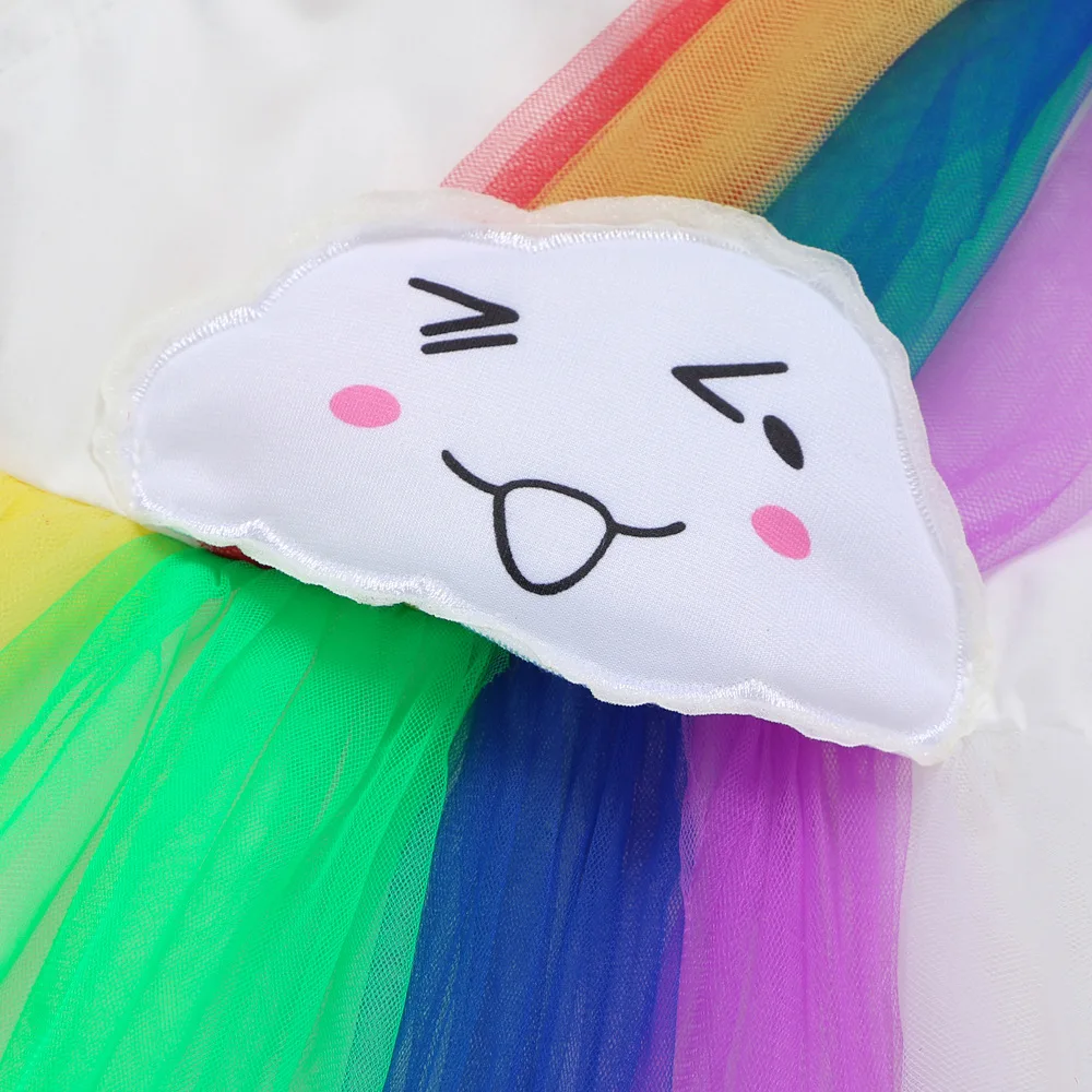 Платья для девочек Модное детское платье принцессы с радужным принтом без