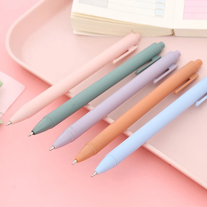 

1pcs Simple macaroon colour push-action pen student exam bullet-tip neutral pen study office push-action black water pen