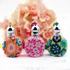 Пустая стеклянная бутылочка с шариком из полимерной глины парфюмерная бутылка многоразового использования, флаконы для эфирных масел, 12 шт., 10 мл