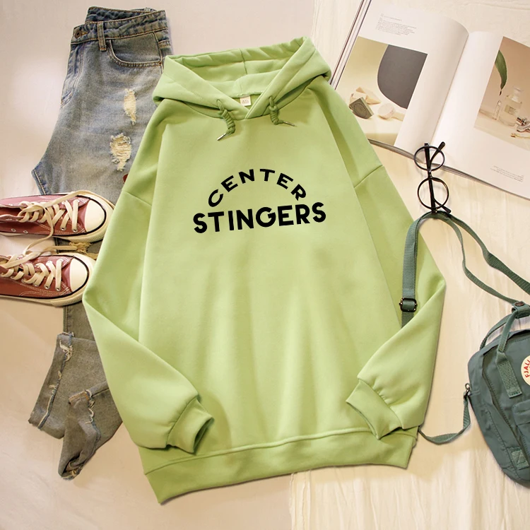 

Толстовка в стиле K-POP с надписью Center Stingers, зимняя уличная одежда, толстовка большого размера, утепленная одежда в стиле хип-хоп