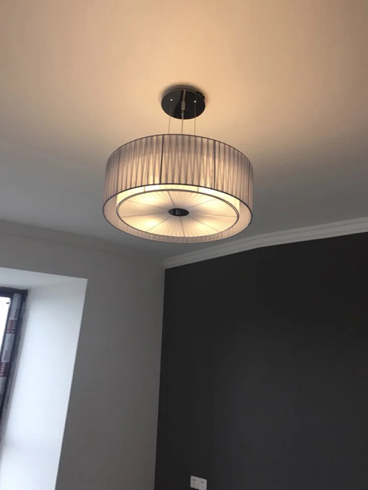 

Nordic style bedroom chandelier modern restaurant lamp room bedroom lamp warm creative round fabric small chandelier