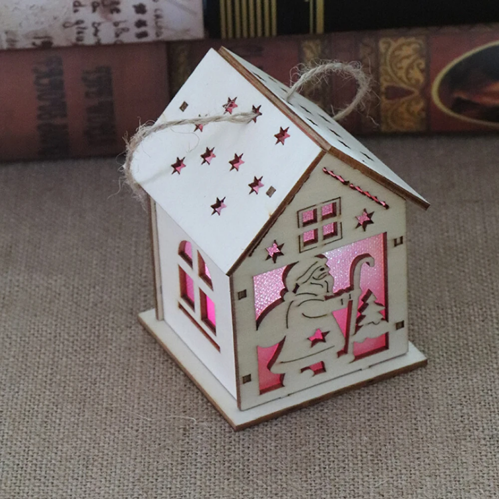 Hot LED Merry Christmas Decoration for Home Lighting Glowing Wooden House Tree Decorations Pendant DIY Gift Window Dis | Дом и сад