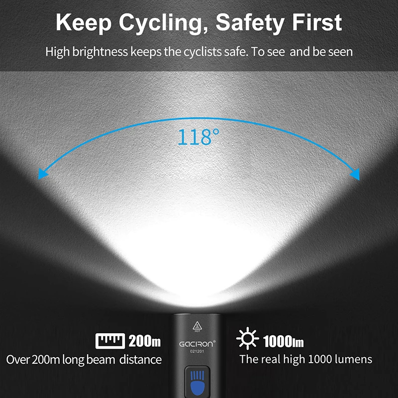 Gaciron Super Bright Bike Light V9M 1500 lumen USB Rechargeable Smart LED Bicycle Headlight IPX6 Waterproof Bike accessories