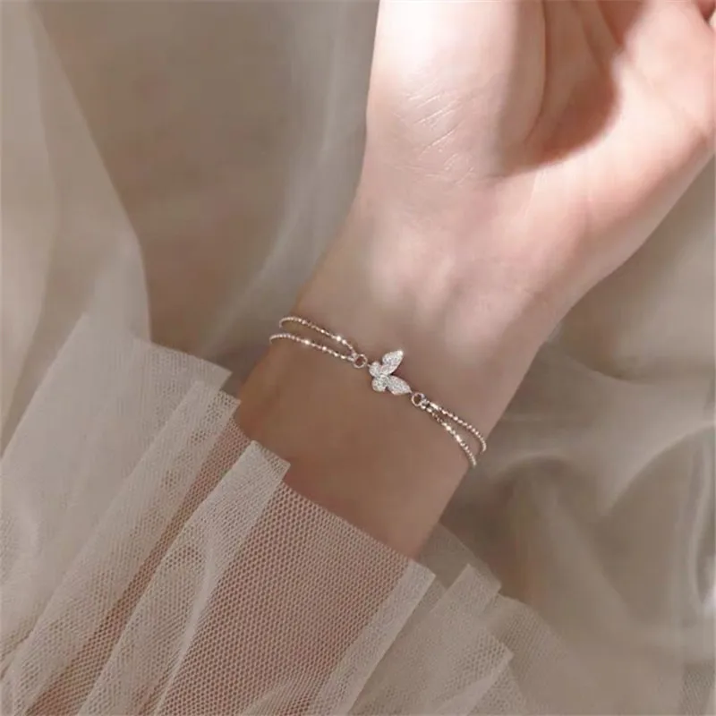 

Women New Trendy Elegant Butterfly Zircon Bracelet Exquisite AAA Rhinestone Charm Bracelet Cute Jewelry for Girls Party Gifts