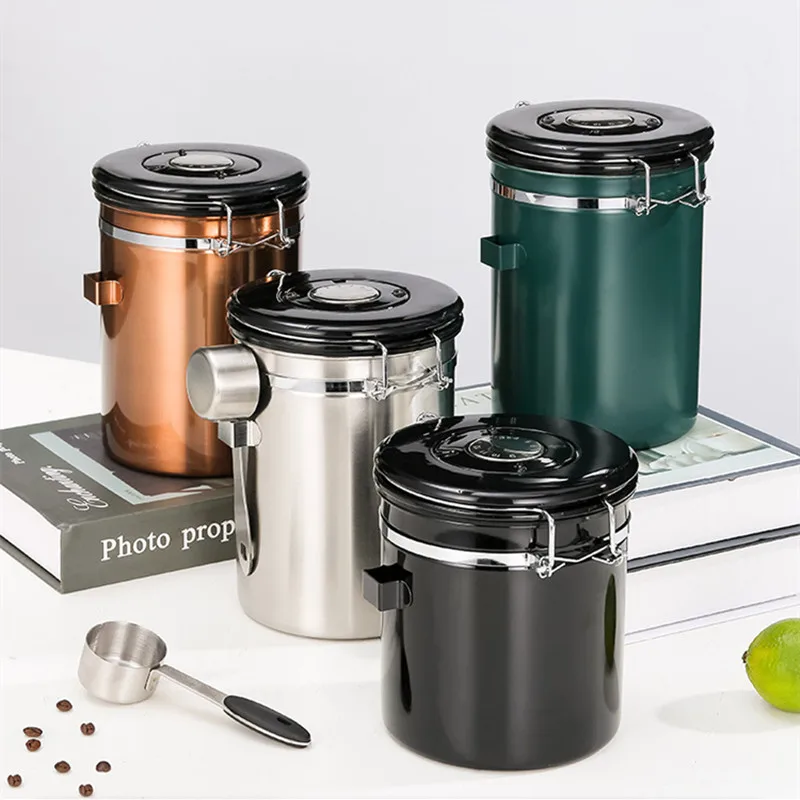 

304 stainless steel sealed pot coffee beans storage tea pot kitchen moisture-proof storage grain storage box kitchen items