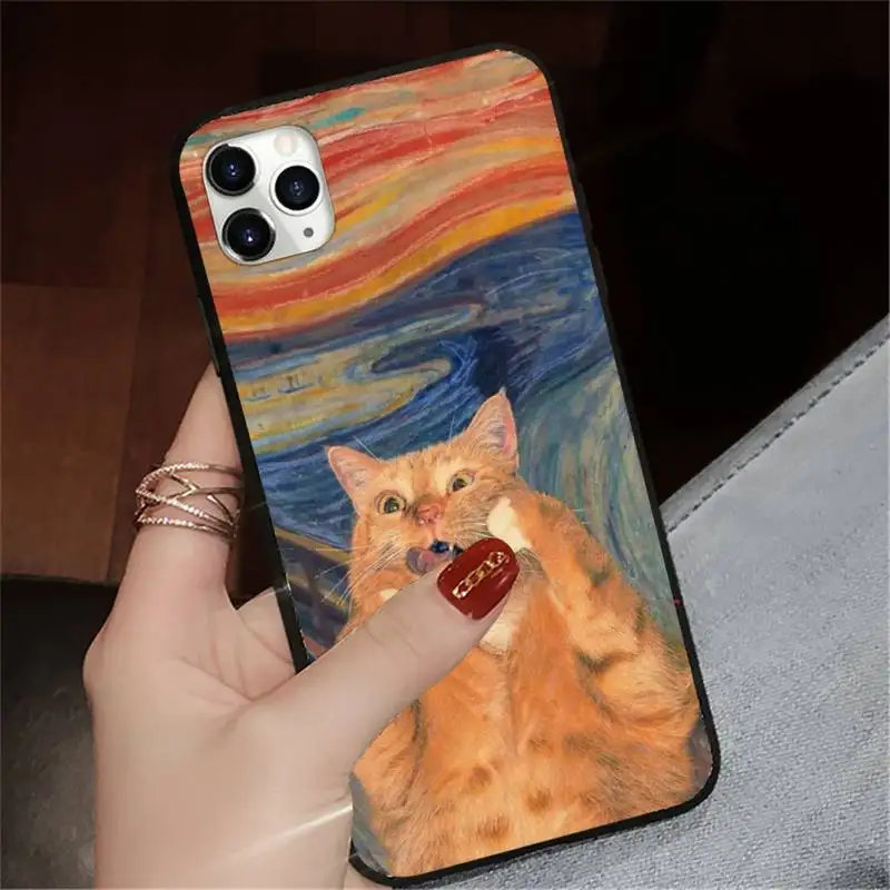 

Cat Art Aesthetics retro painting Phone Case for iPhone 11 12 pro XS MAX 8 7 6 6S Plus X 5S SE 2020 XR