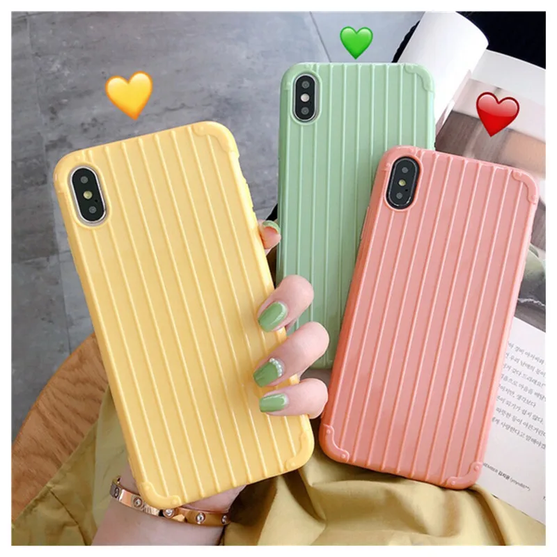 Однотонный чехол в стиле багажника для телефона iPhone 6 7 8Plus Модный мягкий из ТПУ X XR