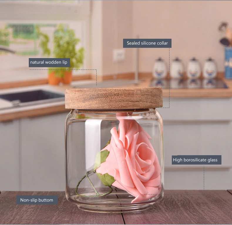 Деревянная крышка стеклянные банки контейнер для еды Волчья ягода кофе в зернах