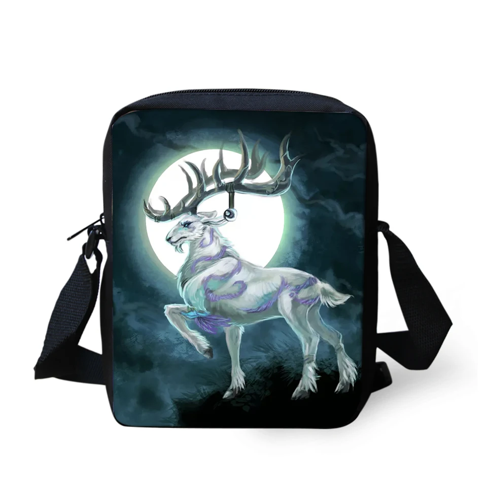 

Fashion Women's Messenger Bags Fantasy Moon Deer Pattern Girls Cross Body Bag Cartoon Animal Girls Mini Flaps Purse Bag