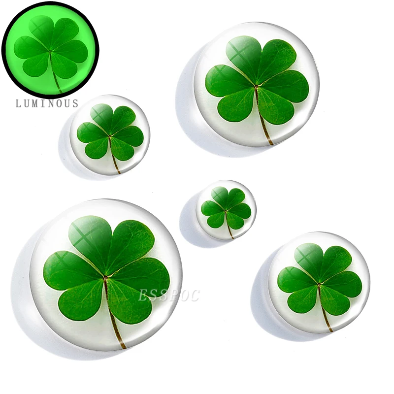 5 шт./лот светящееся четырехлистное изображение клевера кабошон из прозрачного