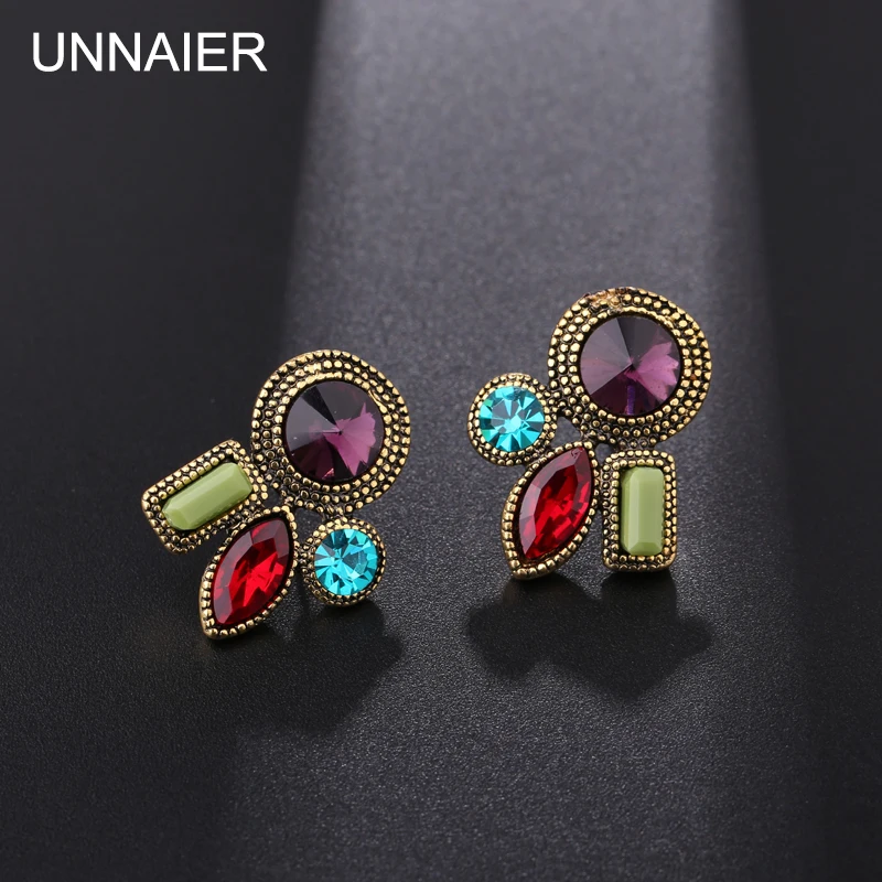 UNNAIER Модные индивидуальные популярные цветные серьги с полудрагоценными камнями