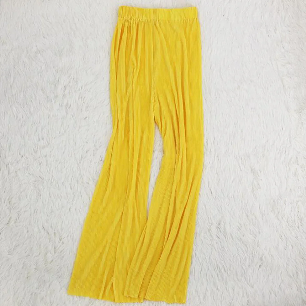 

Summer Women Pants Loose Boho Pleated Wide Leg Pants Ankle Length Elastic Waist Ladies Long Streetwear Trousers Pantalon Femme