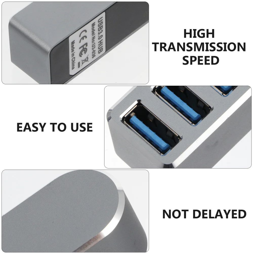 

USB Hub Expansion Transfer Adapter Aluminum Alloy USB 3.0 3-Port Data Hub