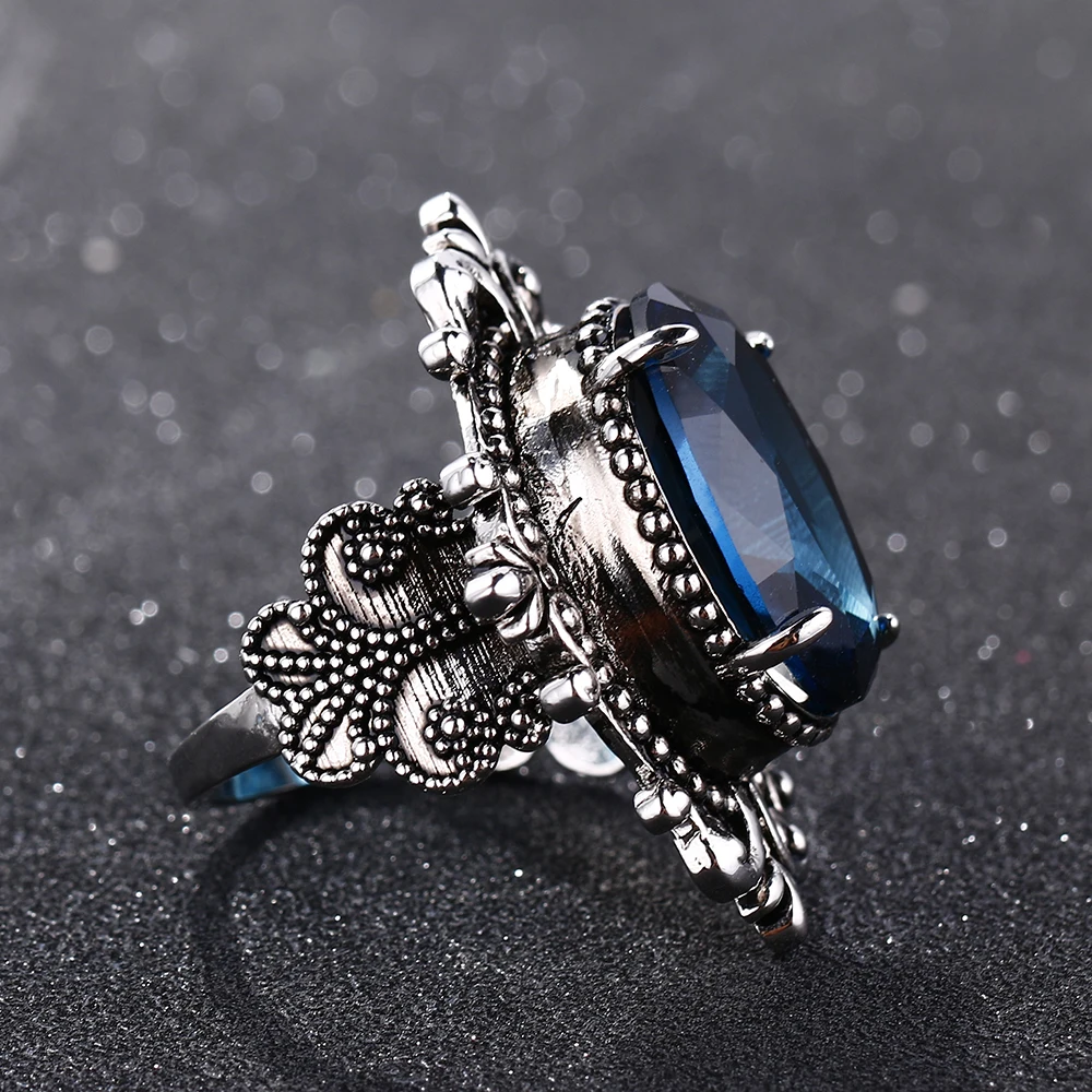 Bague Ringen Новое поступление винтажное большое овальное сапфировое Gemstome кольца для мужчин и женщин 925 пробы Серебряное кольцо юбилей вечерние подарки