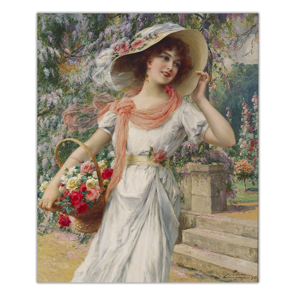Citon Emile Vernon 》 цветочный сад картина маслом на холсте Очаровательная леди