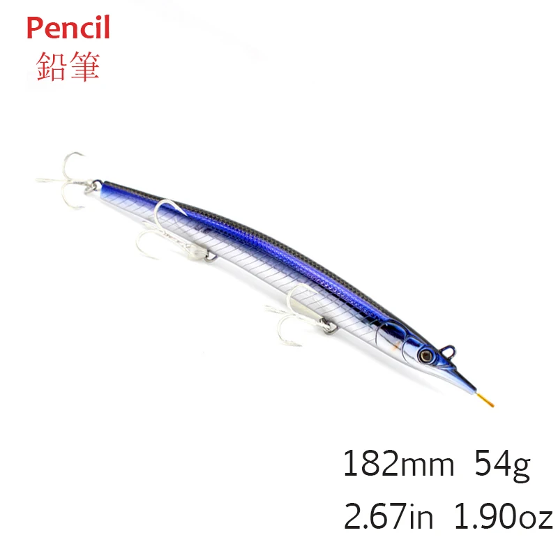 

2021 Japan Pencil Saltwater Lures Fishing Needlefish Lure 182mm 54g Sea River Sinking Pike Tuna Baits Fishing Tackle