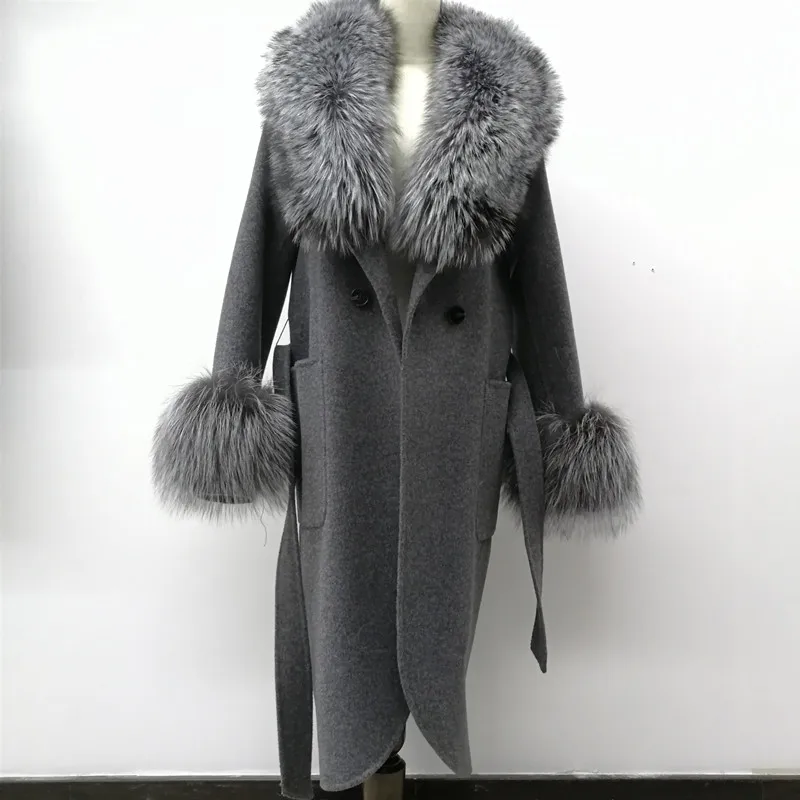 Женское шерстяное пальто с поясом теплое из 100% натуральной шерсти воротником