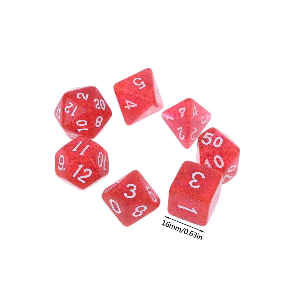 Игральные кости 7 предметов D4 D6 D8 D10 D12 D20 для ролевых игр настольный игровой набор |