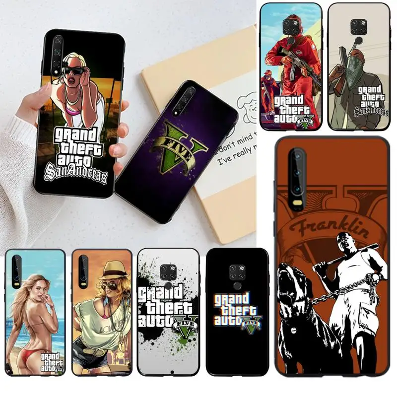 Мягкий черный чехол для телефона rockstar gta 5 Grand Theft Huawei P40 P30 P20 lite Pro Mate 20 P Smart 2019 prime |