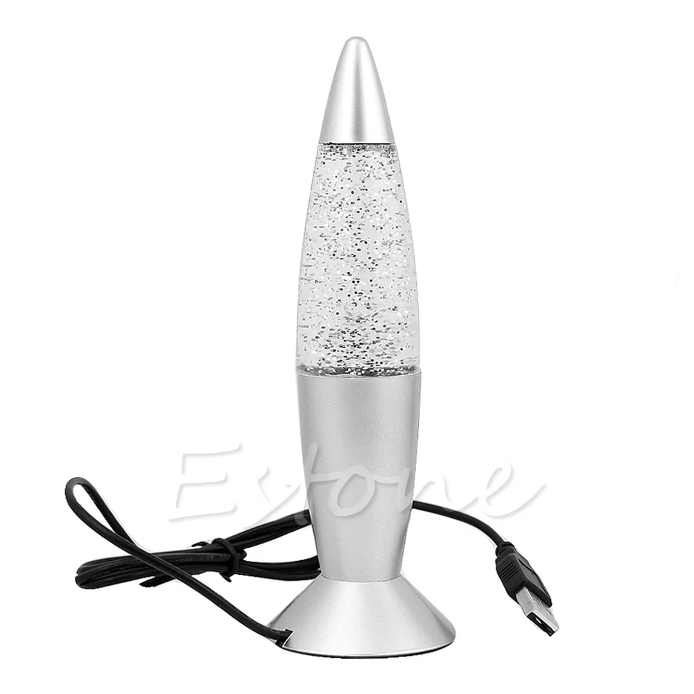 

USB Multi-Color Changing Lava Lamp LED Glitter Party Mood Night Light New