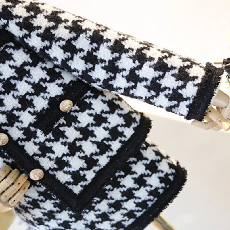 Кардиган с длинным рукавом и юбкой на пуговицах в клетку осень Sodawn для девочек 2020