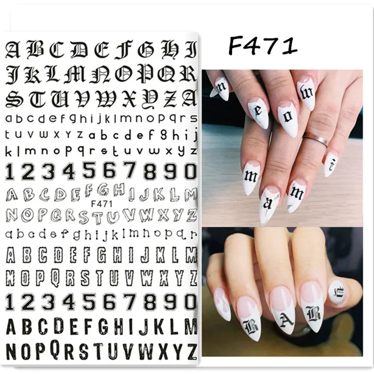 

Newest F series 471 nail sticker art 3d back glue nail decals rhinestones DIY decoration for nail accessory
