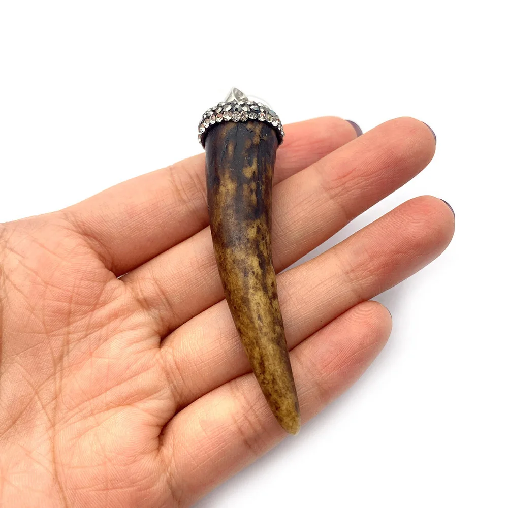 1pcs Resin Beef Bone Pendant Flared Leaf Shape Set with Diamonds DIY Necklace Jewelry Making Accessories Natural Stone | Украшения и