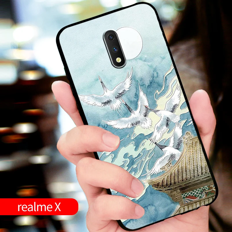 Чехол realmeX с тиснением в винтажном Восточно-Азиатском китайском и японском стиле