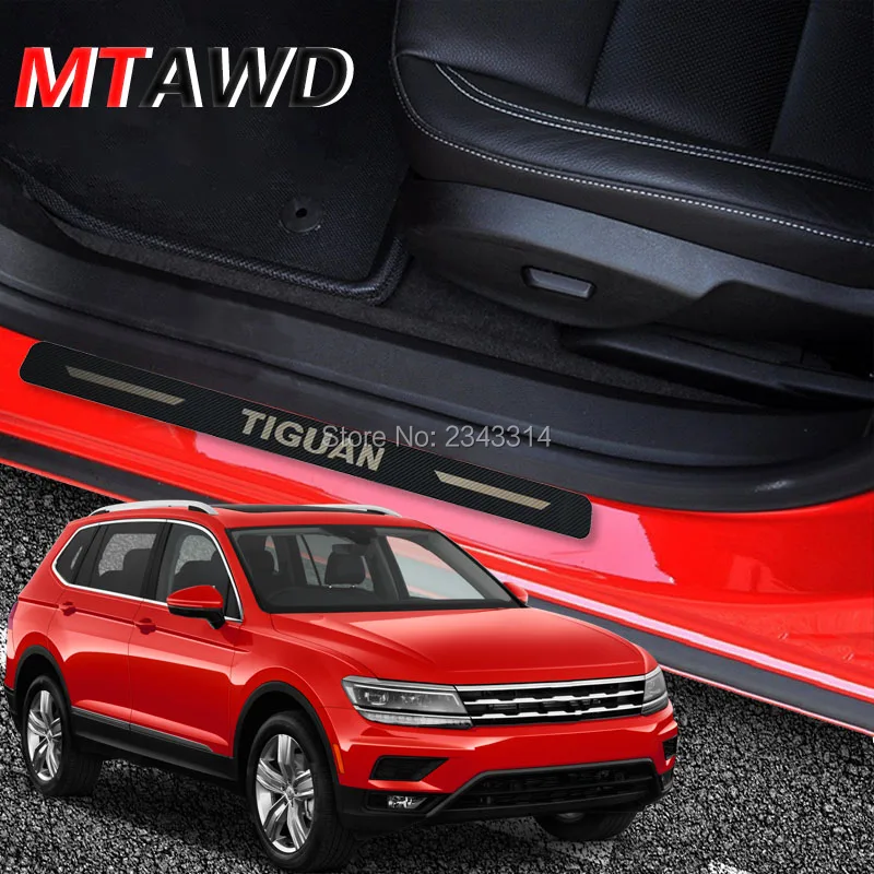 

For Volkswagen Tiguan 2017-2020 Stainless Door Sill Scuff Kick Plate Protector Trim Sticker Guard Cover Car Styling Accessories