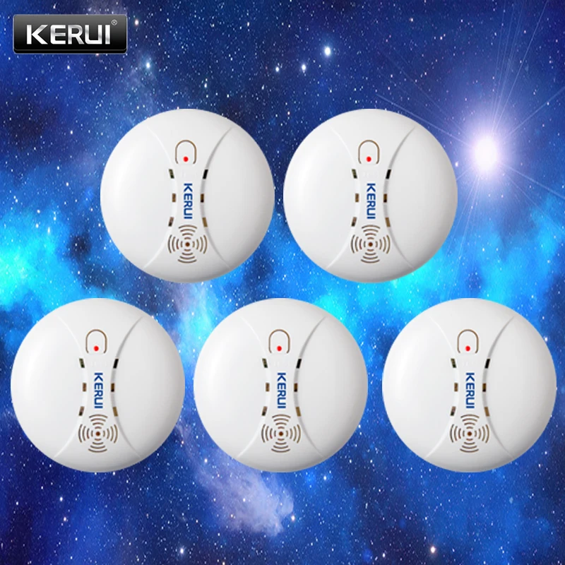 

KERUI 5pcs high quality Wireless Smoke Detector Fire Protection Sensor For Home Warehouse Shop GSM WIFI Security Alarm System